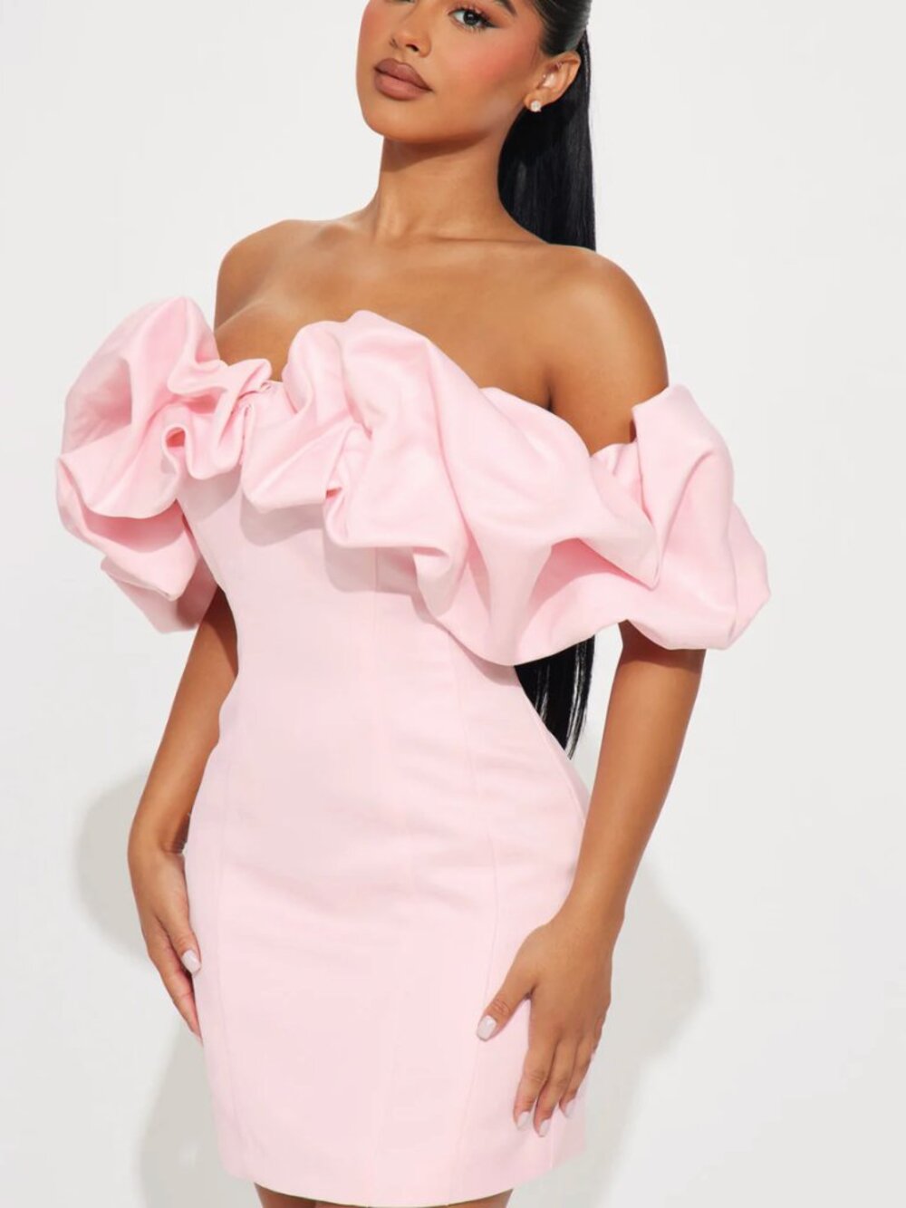 Fashion Nova Tall Parisian Nights Mini 80s Prom Dress - Pale Pink Size XS